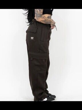 Men's L /womens XL Brown Cargo Sweatpants with Utility Pockets